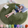 Amdrebio Olive Green Round Shag Area Rug 4Ft by Amdrebio