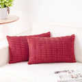 Pack of 2 Corduroy Decorative Throw Pillow Covers 12x20 Inch, Cranberry Red | by Unknown