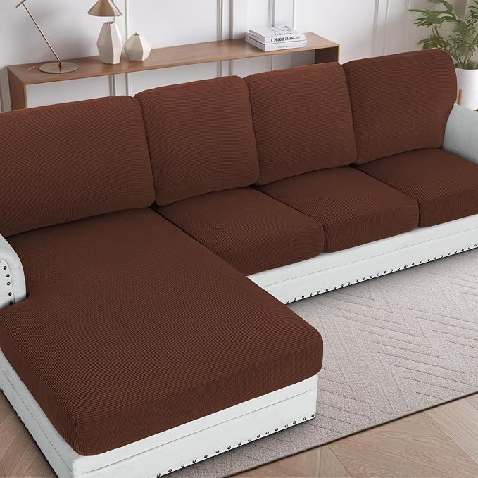 H.VERSAILTEX Sectional Couch Covers 4 Pieces Sofa Seat Cushion Covers L Shape by HVERSAILTEX