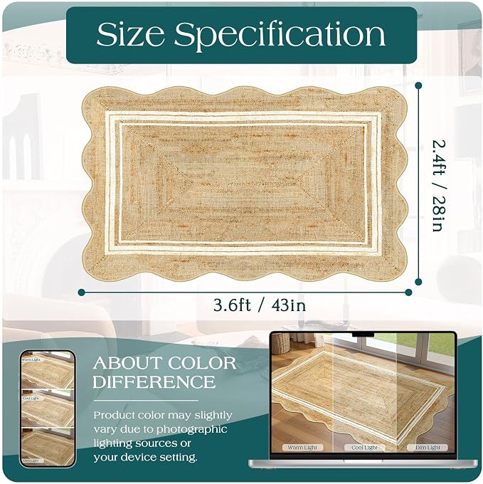 Boho Scalloped Outdoor Rug - Image 2