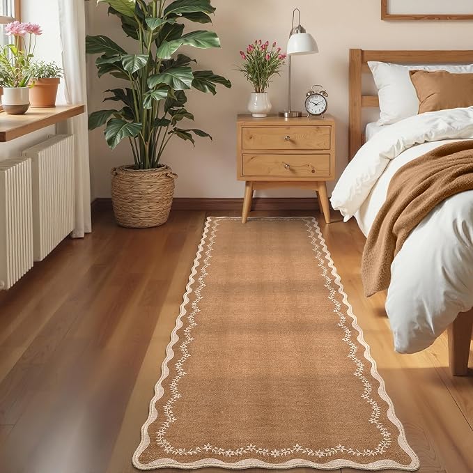 GarveeHome 2.5x10 Scalloped Washable Runner Rug Long Hallway Kitchen Rug | Soft - Image 3