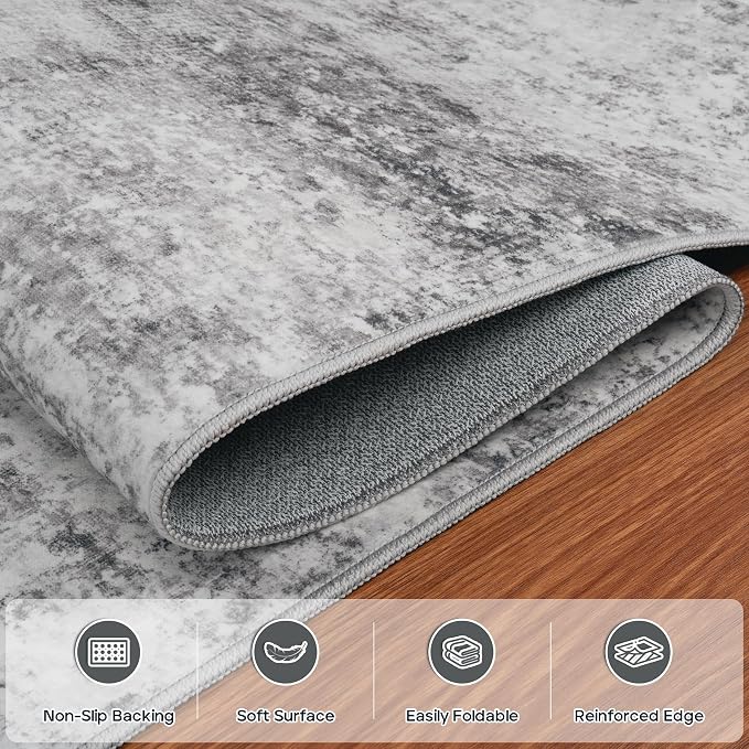 Aelenmu 8x10 Area Rugs for Living Room Bedroom Dining Room Washable Grey | Soft - Image 4