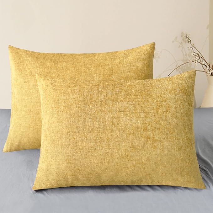 CaliTime Decorative Standard Throw Pillow Covers 26 X 20 Inches Gold | Pack of 2 by CaliTime