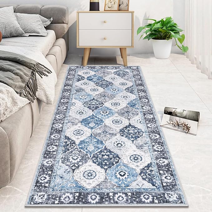 HEBE Hallway Runner Rug 2'x5', Washable Non Slip Kitchen Rug Runner | Soft Boho - Image 9