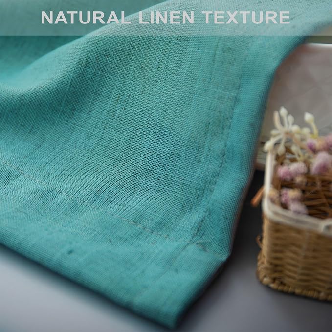Pitalk Teal Linen Curtains 84 Inches Long 2 Panels Back Tab Rod Pocket Pleated - Image 7