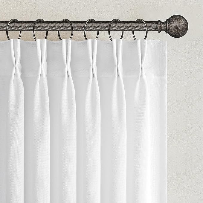Topfinel 120 Inch Curtains 2 Panels Set, Two Packs Pinch Pleat Back Tab Linen by Topfinel
