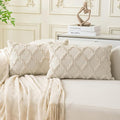 Set of 2 Soft Moroccan Throw Pillow Covers 12x20 Inch Plush Boho Decorative by Cozoomy