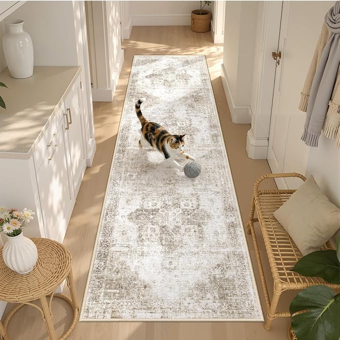Runner Rug 2x8 Washable Rug, Vintage Boho Medallion Hallway Runner Non-Slip - Image 4