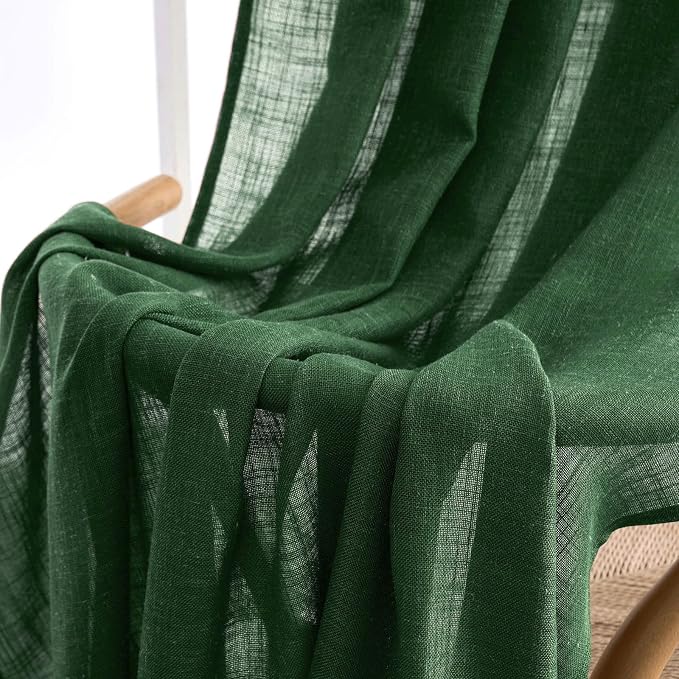 MIULEE Emerald Green Linen Curtains 52x96 Inch Long - Image 6