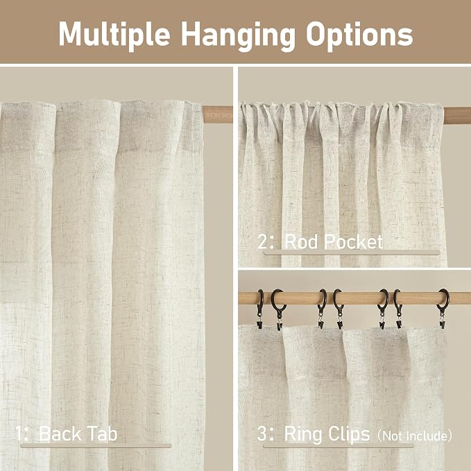 Light Filtering Linen Curtains 72 inches Long - Image 3