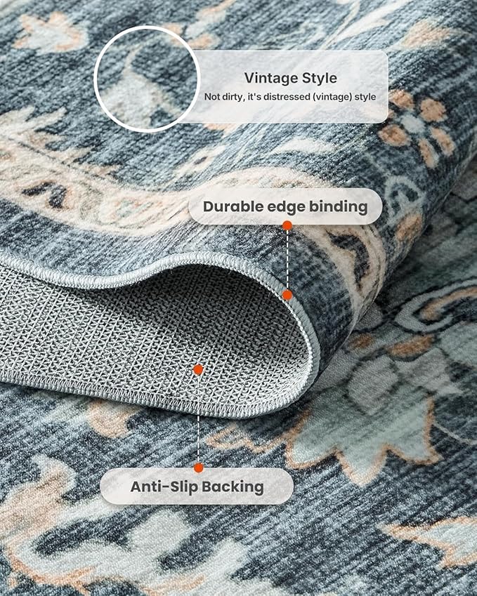 AMADA HOMEFURNISHING 2'6"x10' Washable Area Rug, Low-Profile Entryway Rug - Image 7