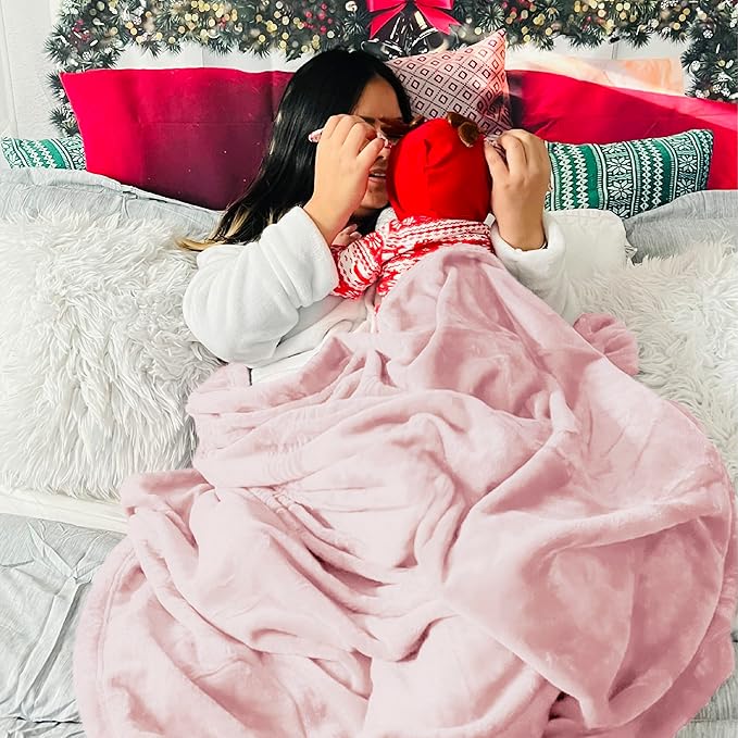 Bedsure GentleSoft Pink Fleece Blanket - 300GSM Soft Lightweight Plush Cozy Blankets for Bed, Sofa, Couch, Travel, Camping, 50x70 inches