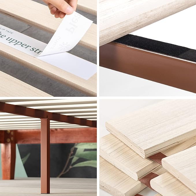 ZINUS Wen Wood Platform Bed Frame, Solid Wood Foundation, Wood Slat Support, No Box Spring Needed, Easy Assembly, Cherry, Full