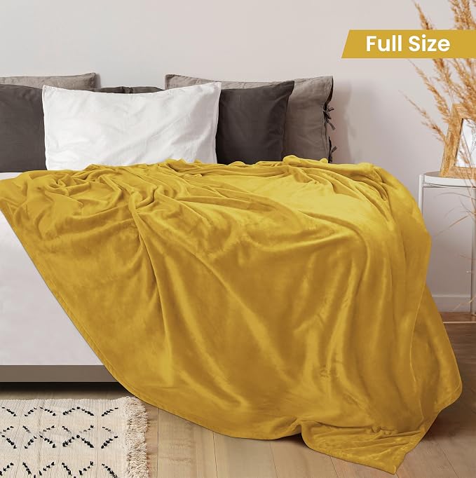 Utopia Bedding Fleece Blanket Full Size Gold 300GSM Luxury Fuzzy Soft - Image 2