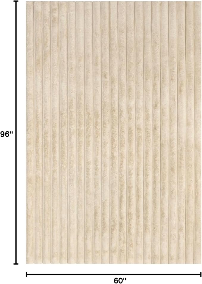 nuLOOM Kai Beige Striped Washable Area Rug - Image 2