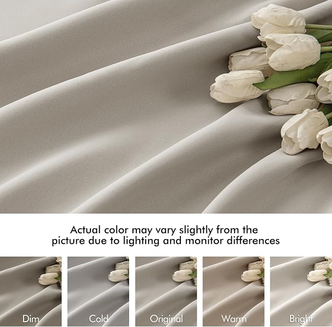 MIULEE Natural Back Tab Blackout Curtains 52x72 Inches Long 2 Panels Set | Rod - Image 8