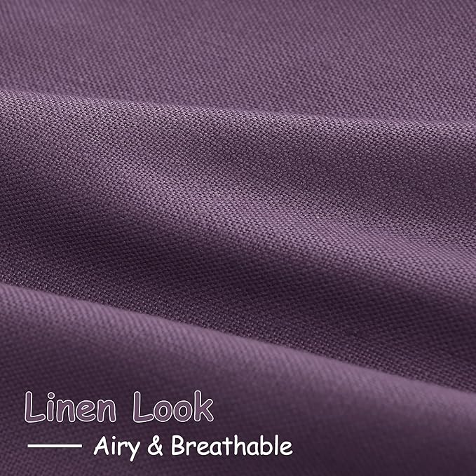 Plum Linen Curtains 84 Inch Length 2 Panels Set - Image 5