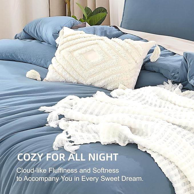 Litanika Twin XL Comforter Set Dusty Blue - 2 Pieces Extra Long Bed Set for College Dorm, All Season Bedding Set for Girls and Boys