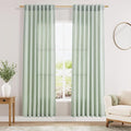 Aqua Green Linen Curtains 52x72 Inch 2 Panels | Semi Sheer Light Filtering by Nanspring
