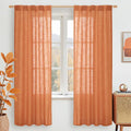 Burnt Orange Semi Sheer Linen Curtains by LAMIT