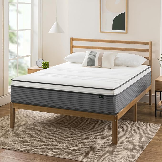 ZINUS 12 Inch True Support Hybrid Mattress [New Version], Full, Fiberglass Free, Medium Feel, Motion Isolation, Certified Safe Foams & Fabric, Mattress in A Box