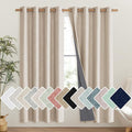 NICETOWN Cream Bedroom Full Blackout Linen Curtain Panels Set of 2, Thick by NICETOWN