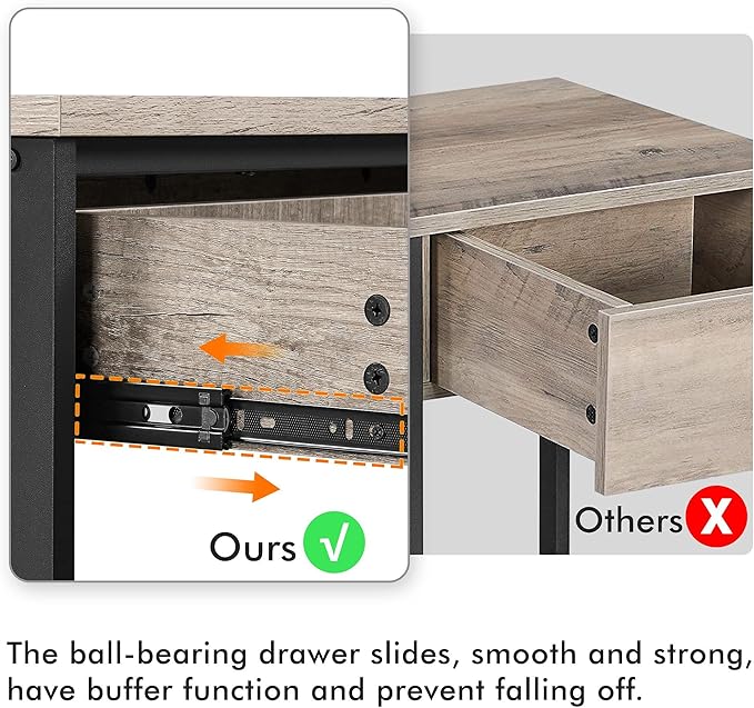 Yaheetech Console Table with Drawer, Entryway Table with 3 Tier Storage Shelves, Narrow Long Sofa Table for Entryway, Living Room, Hallway, Couch, Kitchen, Metal Frame, Gray