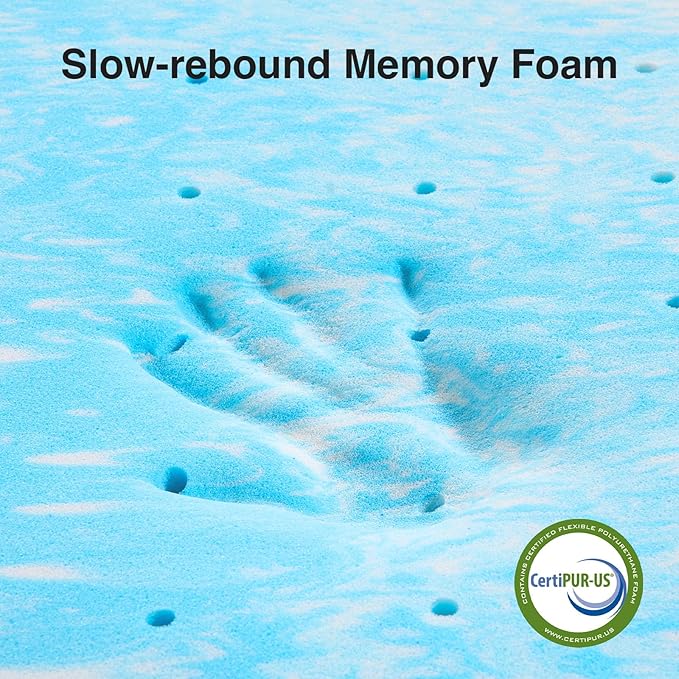 Novilla Memory Foam Mattress Topper King - 2 Inch Cooling Gel Infused Memory Foam | Slow-Rebound Pressure Relief | CertiPUR Certified | Comfort for Sleeper Sofa, RV, Camper, Dorm Room