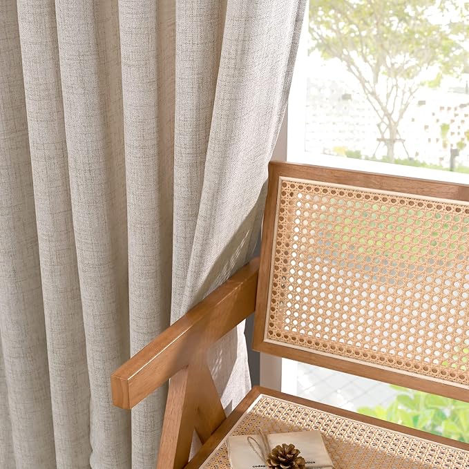 YoungsTex Natural Linen Curtains 63 Inch Length 2 Panel Linen Textured Curtains - Image 9