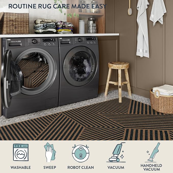 Lahome Geometric Easy Jute Outdoor Rug 5x7, Farmhouse Washable Indoor Outdoor - Image 4