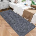 Grey Runner Rug for Bedroom Black Grey 2x5ft Fluffy Area Rug Bedside Runner Rug by JiaoBaba