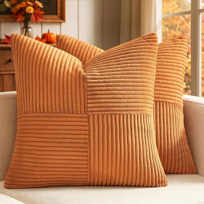 MIULEE Fall Burnt Decorative Euro Sham Pillow Covers 24x24 Inch 2 Pack | Boho by MIULEE