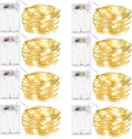 Minetom Fairy Lights Battery Operated, 8 Pack 7 FT 20 LED String Lights with Timer, Waterproof Silver Wire Christmas Fairy Light for Bedroom Party Wedding Decorations, Warm White