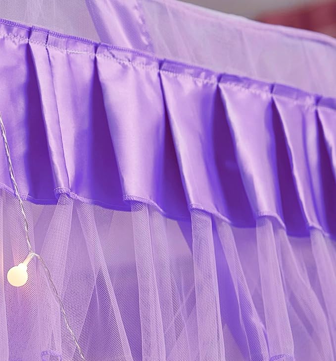 Mengersi Canopy Bed Curtains Queen Size - Bed Canopy Curtains - 4 Opening Canopy for Bed- Cute Princess Bedroom Decoration Gift (Purple, Queen)