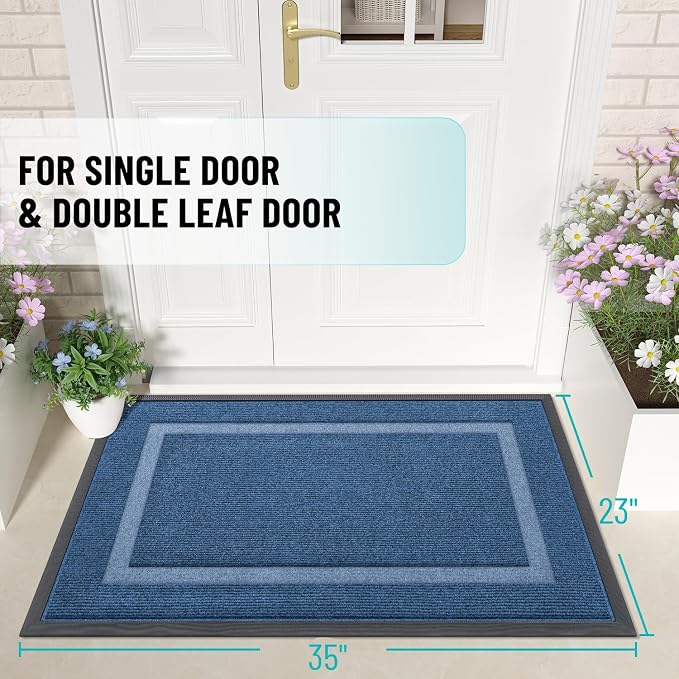 OLANLY Front Door Mat Outside 35x23, All-Season Heavy-Duty Rubber Doormat | - Image 2