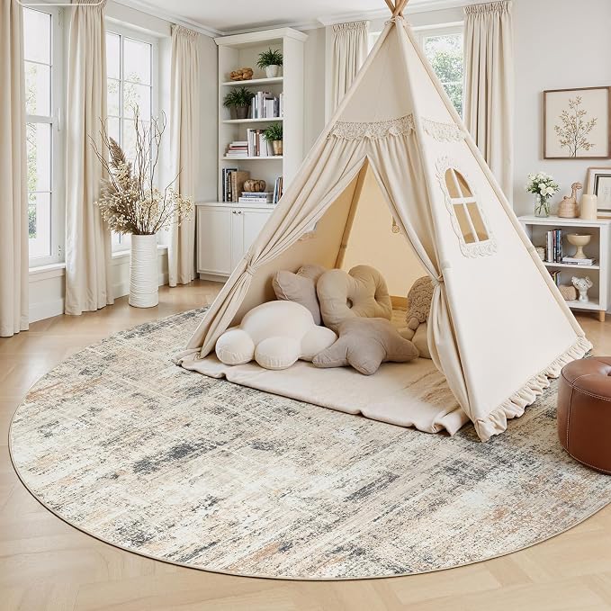 6ft Area Rug for Living Room, Abstract Washable Non-Slip Large Rugs, Dining Room - Image 5