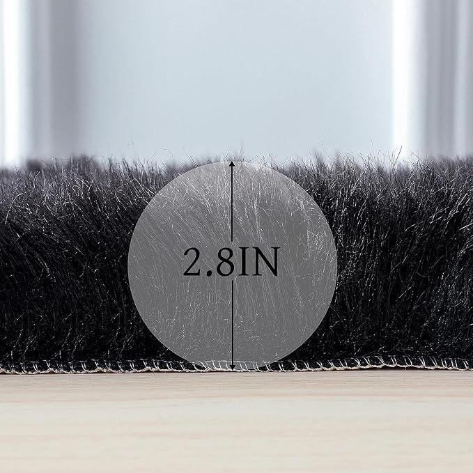 linmopm Faux Fur Rug Sheepskin Shag Fluffy Fuzzy 5x7 ft Black Rugs - Image 2