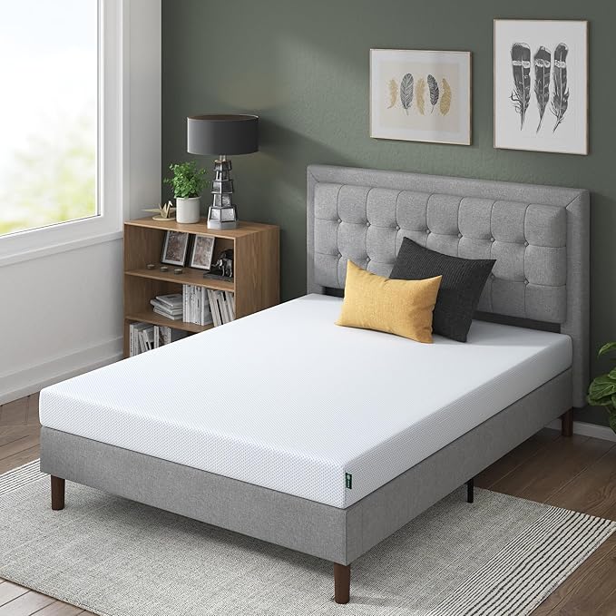 ZINUS 6 Inch Green Tea Cooling Gel Memory Foam Mattress, Short Queen, Fiberglass Free, Cooling Gel Foam, Pressure Relieving, CertiPUR-US Certified, Mattress in A Box, White