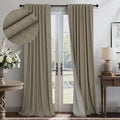 Taupe Blackout Curtains 90 Inches Long Thick Linen Patio Curtain by Pitalk