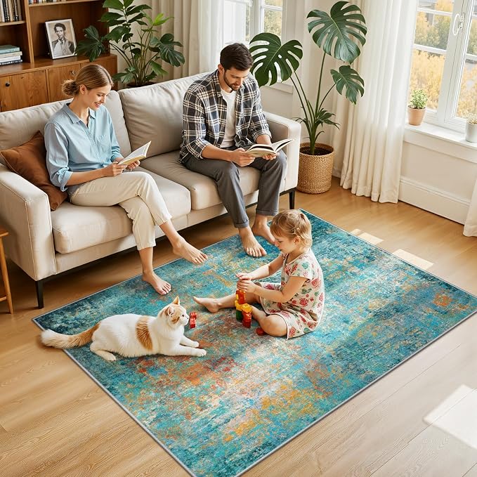 RELEANY Washable 4'x6' Abstract Area Rug - Image 2