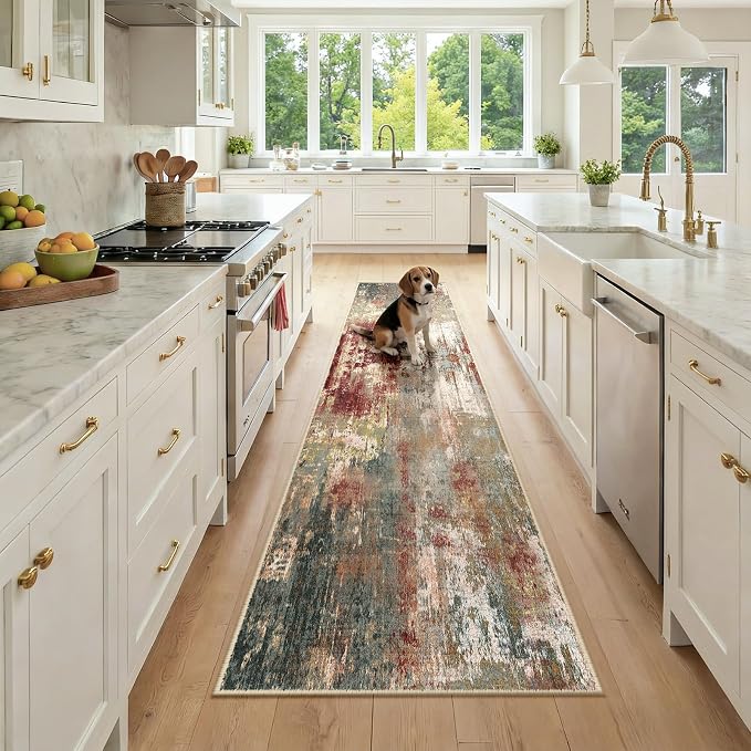 RELEANY Washable Runner 2'x9' Abstract Area Rug by RELEANY