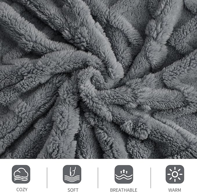 Aganear Fleece Throw Blanket for Bed Couch 90"x90" Grey | Lightweight Fuzzy - Image 9