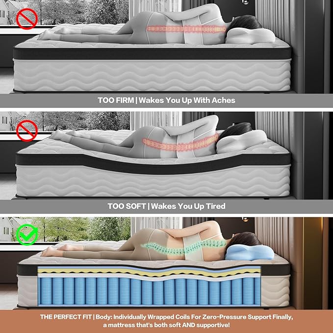 Queen Mattress,14 Inch Queen Size Mattresses in a Box, Memory Foam Mattress for Pressure Relief & Cool Sleep,CertiPUR-US Certified,Safe Foams & Fabric,Non-Fiberglass,Medium Firm,80" x 60"