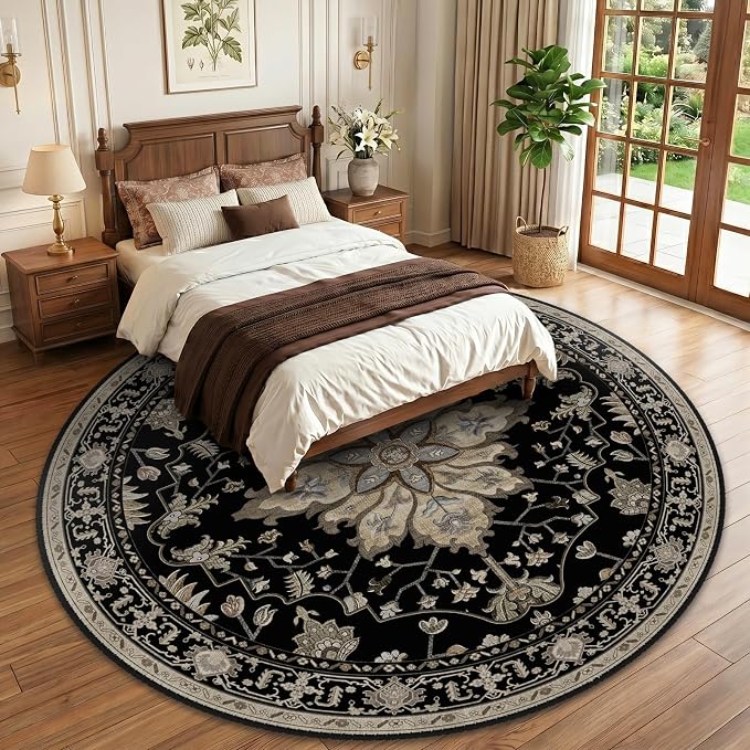 RELEANY Washable Area Rug, Round 10ft, Water Repellent, Pet Friendly, Vintage - Image 2