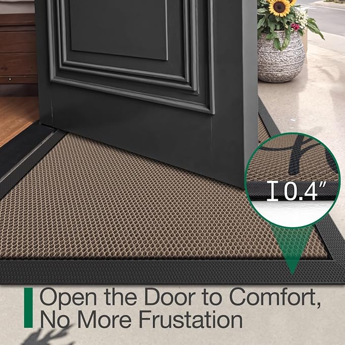 LUMI Outside Welcome Door Mat 32x47, Non-Slip Durable Rubber Easy Clean | Hello - Image 3