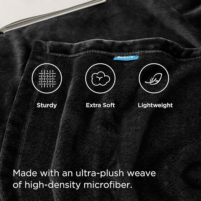 Bedsure GentleSoft Fleece Bed Blankets Full Size Black - Soft Lightweight Plush Fuzzy Cozy Luxury Blanket Microfiber, 84x90 inches