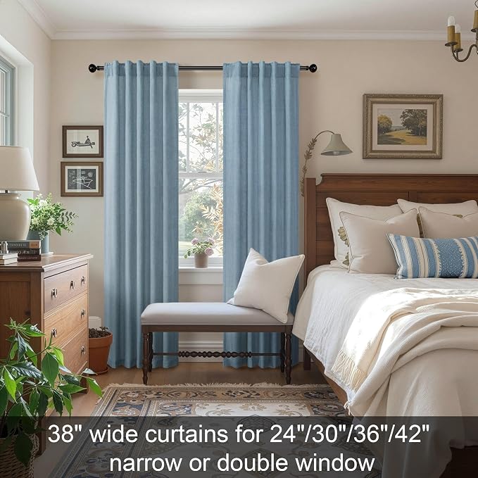 Light Blue Curtains 38 Inch Wide - Image 2