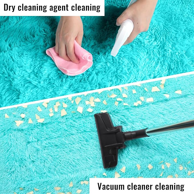 Soft Fluffy Teal Area Rugs for Bedroom Kids Room Shag Furry Carpet 4' x 6' | - Image 7
