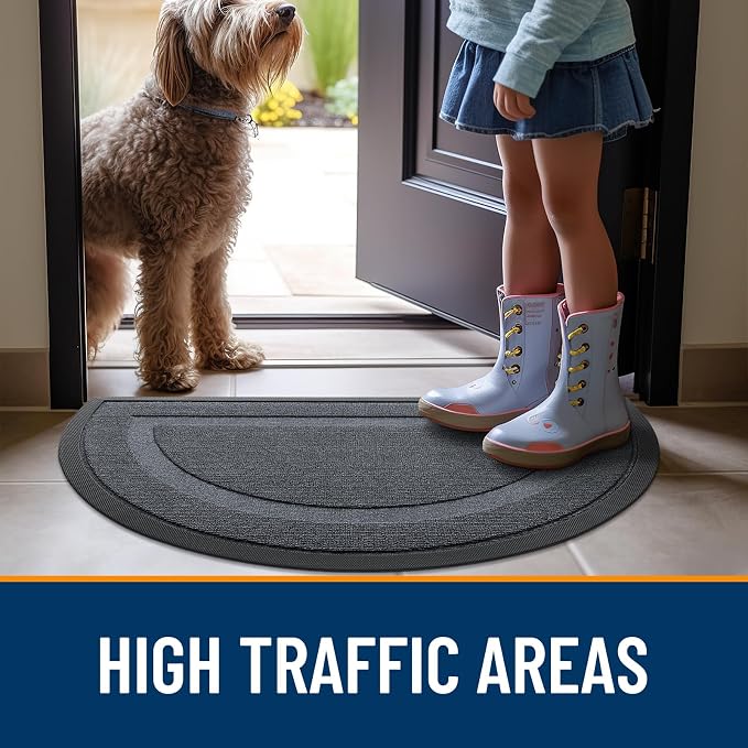 OLANLY Half Circle Front Door Mat Outside 47x23 All-Season Rubber Doormat | - Image 6