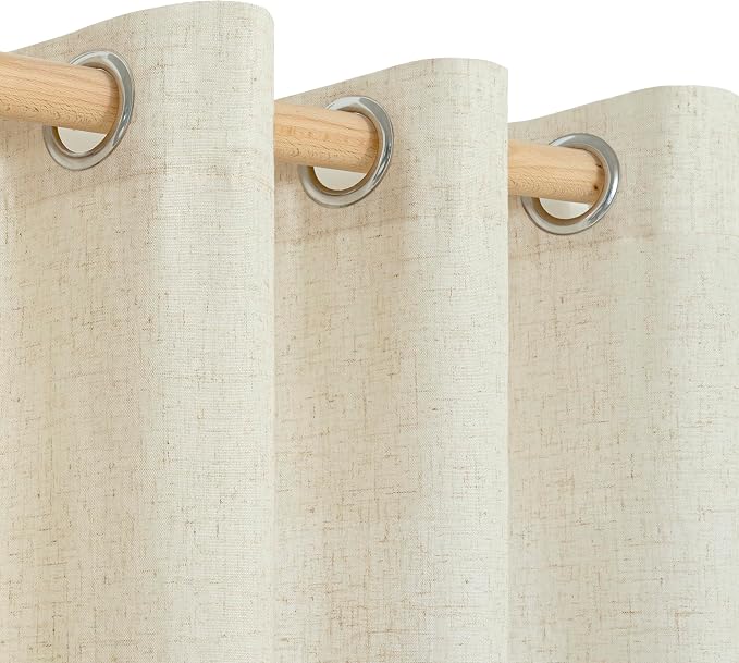 YoungsTex 45 Inch Length Beige Linen Curtains - Image 7